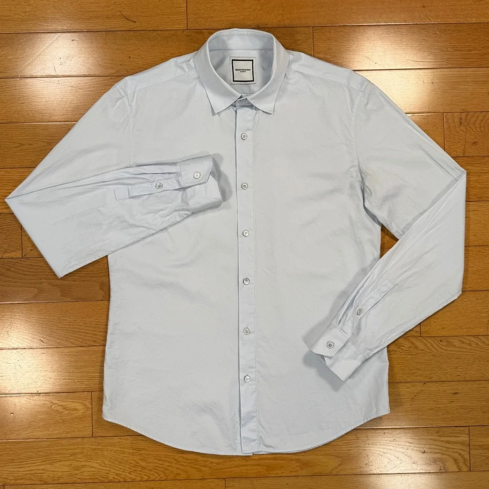 Wooyoungmi Paris Mens Size 50‎ Light Blue Cotton Button Down Shirt W151DS06806L